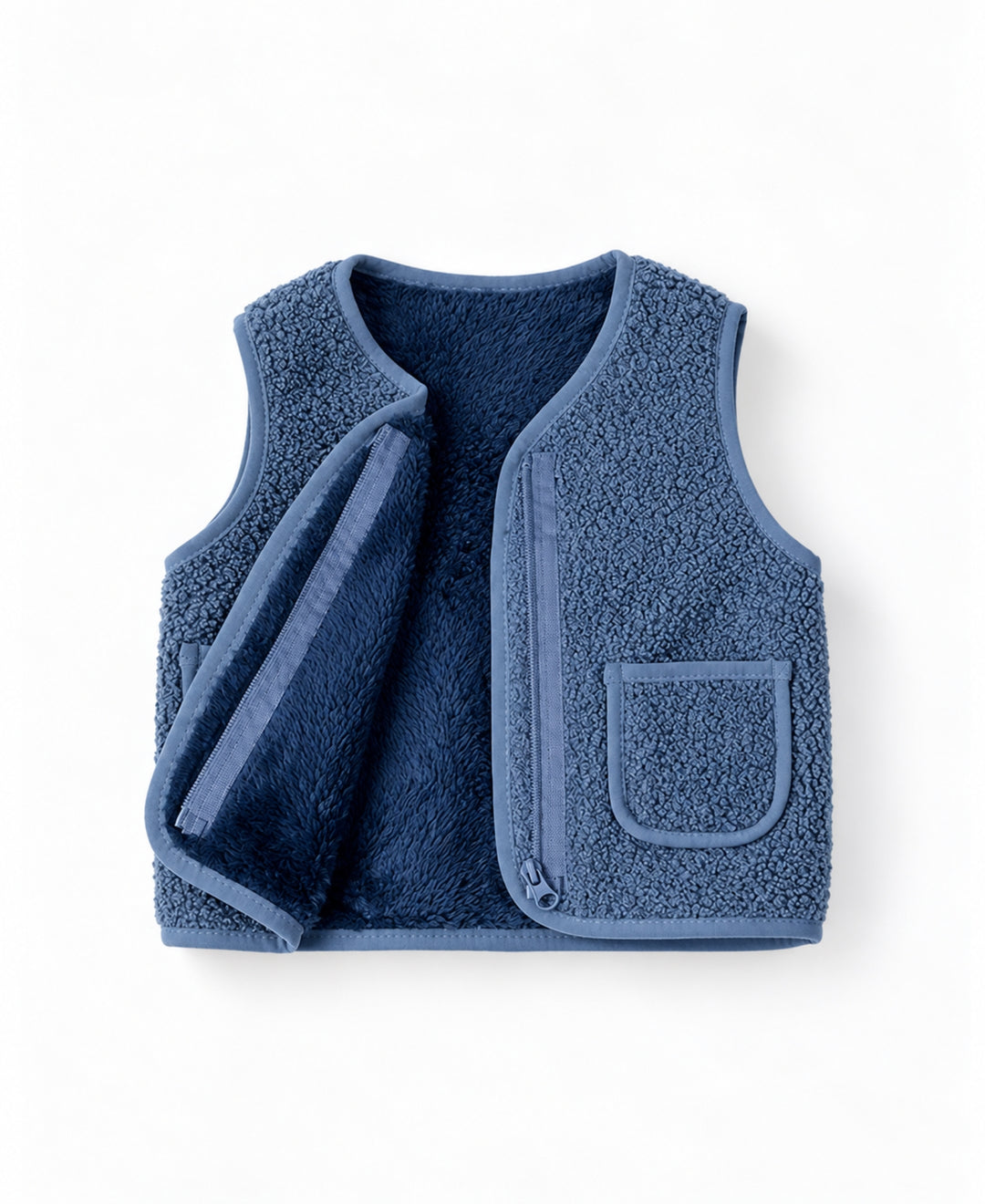 Gilet enfant effet mouton sans manches doublé chaud à poches