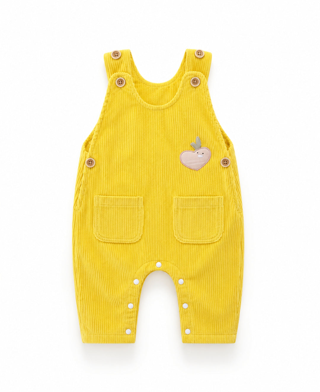 Salopette bébé en velours côtelé à poches motif cœur