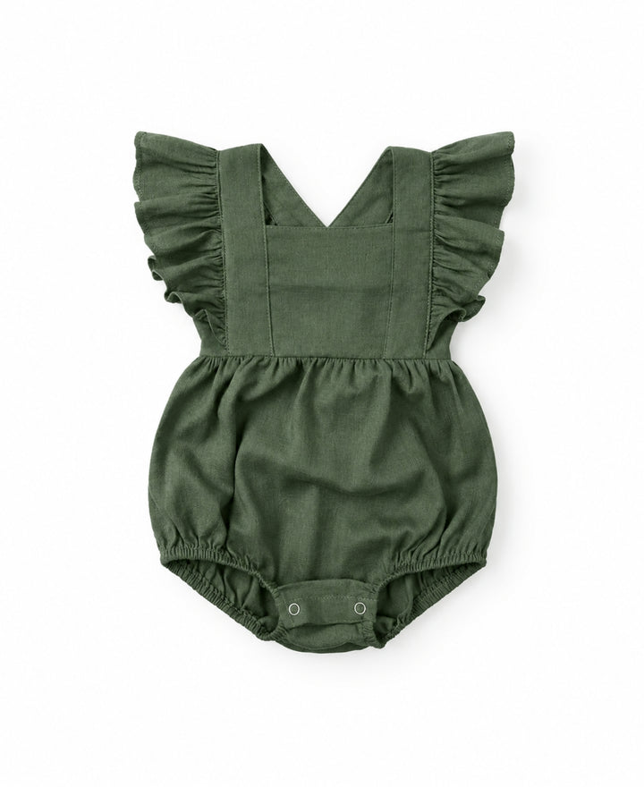 Barboteuse bébé fille bretelles à volants