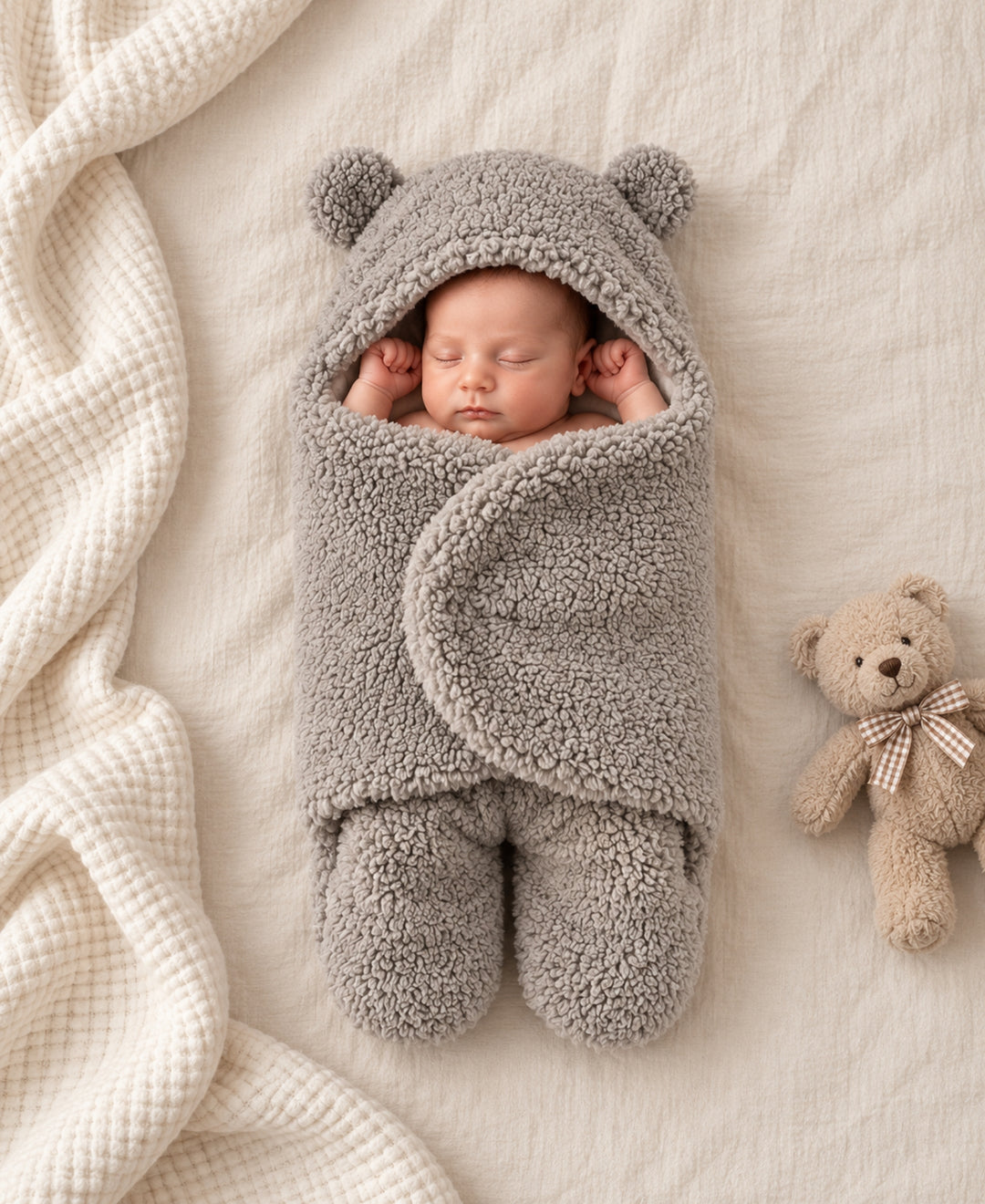 Nid d'ange bébé polaire couverture ourson hiver