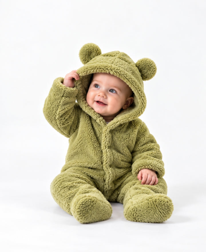 Combinaison bébé polaire à capuche ourson chaude hiver