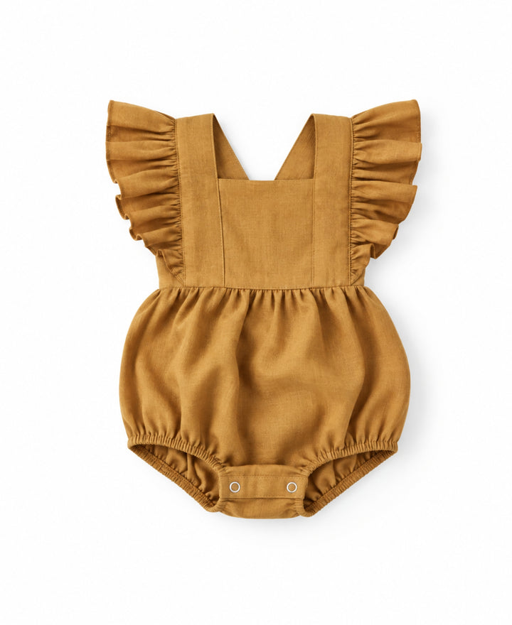 Barboteuse bébé fille bretelles à volants