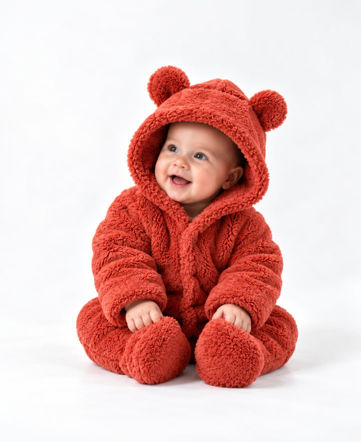 Combinaison bébé polaire à capuche ourson chaude hiver