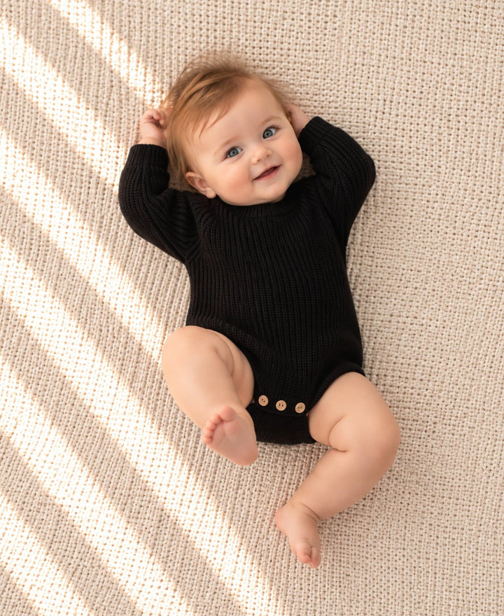 Body bébé en maille tricotée manches longues à boutons