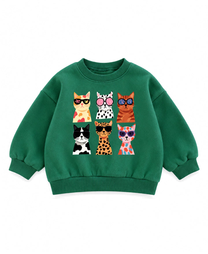 Sweatshirt fille imprimé chats colorés manches longues